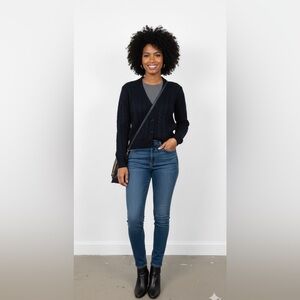 NWOT Brooks brothers button down v neck cotton navy cable knit cardigan